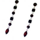 Riyo Garnet Silver Tribal Jewelry Huggy Earrings L 1.5in Segar-26077