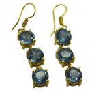 Riyogems A Blue Topaz Cz Copper 18kt Gold Plated Top Of The Line Earring L 2in G