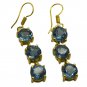 Riyogems A Blue Topaz Cz Copper 18kt Gold Plated Top Of The Line Earring L 2in G