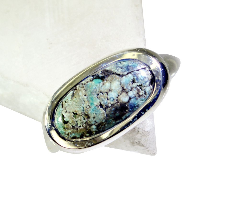 Riyo Turquoise Hammered Silver Silver 925 Ring Sz 8 Srtur8-82027