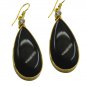 Riyogems A Black Onyx Copper 18kt Gold Plated Top Of The Line Earring L 2.5in Gp