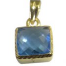 Riyo Blue  Gold Plated Blue Topaz CZ Pendant elegant high end jewelry store GPPB