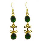 Riyogems Green Emerald Cz Copper 18kt Gold Plated Innovative Earring L 2in Gpeem