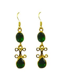 Riyogems Green Emerald Cz Copper 18kt Gold Plated Innovative Earring L 2in Gpeem