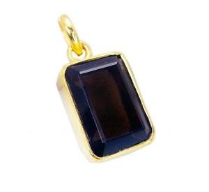 Riyogems Smoky Quartz 18.Kt Gold Plated Simple Pendant L 1.2in Gppsqu-76036