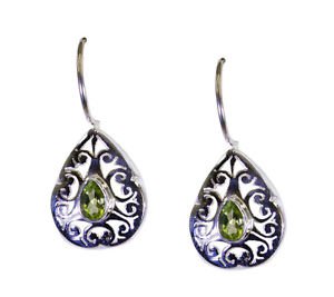 Riyo Peridot Plain Silver Jewellery Dangling Earring L 1.3in Seper-58049