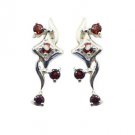 Riyo Red Garnet 925 Solid Sterling Silver Slender Earring L 1in Segar-26097