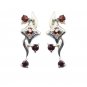 Riyo Red Garnet 925 Solid Sterling Silver Slender Earring L 1in Segar-26097