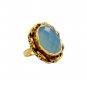 Riyo A Blue Chalcedony 18kt Gold Plated Studded Ring Gprbch70-8064