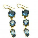 Riyogems A Blue Topaz Cz Copper 18kt Gold Plated Unique Earring L 3in Gpebtcz-92
