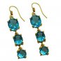 Riyogems A Blue Topaz Cz Copper 18kt Gold Plated Unique Earring L 3in Gpebtcz-92