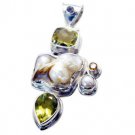 Riyo Mother Of Pearl Silver Online India Pyramid Pendant L 2.5in Spmop-50004