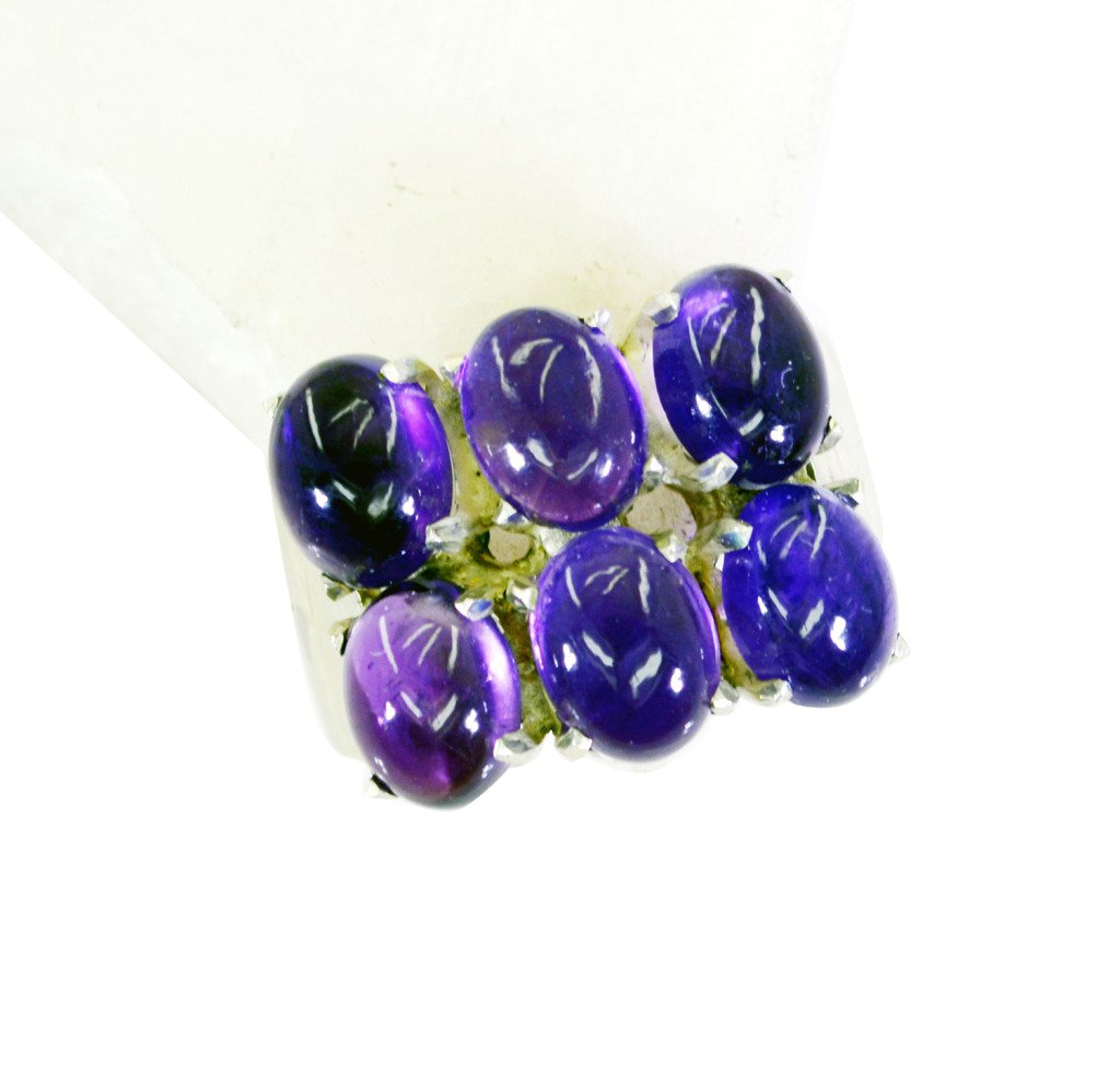Riyo Amethyst Art Deco Silver Jewellery Birthstones Ring Jewelry Sz 8 Srame8-212