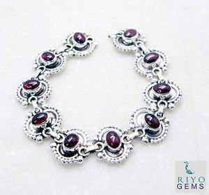 Riyo Garnet Beaten Jewellery Large Silver Cuff Bracelet L 7.5in Sbragar-26005