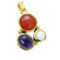 Riyogems Multi Red Onyx 18 Kt Gold Fashion Id Pendant L 1.5in Gppmul-52035