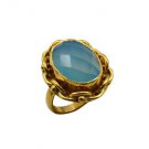 Riyo A Blue Chalcedony  18kt Gold Plated Gorgeous Ring Gprbch80-8065