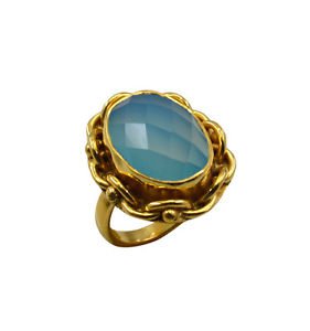 Riyo A Blue Chalcedony  18kt Gold Plated Gorgeous Ring Gprbch80-8065