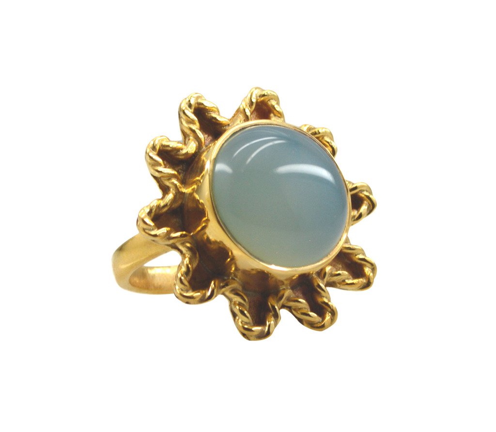 Riyo A Blue Chalcedony  18kt Gold Plated Sparkly Ring Gprbch65-8066