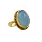 Riyo A Blue Chalcedony  18kt Gold Plated Sporty Ring Gprbch65-8072