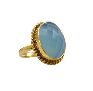 Riyo A Blue Chalcedony  18kt Gold Plated Sporty Ring Gprbch65-8072
