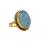 Riyo A Blue Chalcedony  18kt Gold Plated Sporty Ring Gprbch65-8072