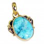 Riyogems Turquoise Gold Plated Indian Buckle Pendants L 2.1in Gpptur-82020