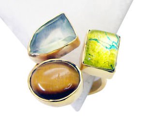 Riyo  Tiger Eye 18kt Gold Platings  Mori Ring Sz 7 Gprmul7-52065