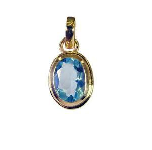 Riyogems Blue Topaz Cz Gold Plated India Door Knocker Pendant L 1in Gppbtcz-9201