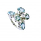 Riyo Blue Topaz Silver Button Jewellery Antique Silver Ring Sz 6.5 Srbto6.5-1010