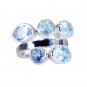 Riyo Blue Topaz Silver Button Jewellery Antique Silver Ring Sz 6.5 Srbto6.5-1010