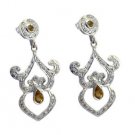 Riyo Golden Citrine 925 Solid Sterling Silver Pre Formed Earring L 1.5in Secit-1