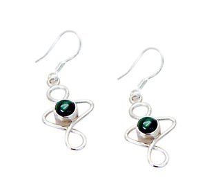 Riyo Malachite 92.5 Solid Silver Mother Earring L 1.5in Semal-48016