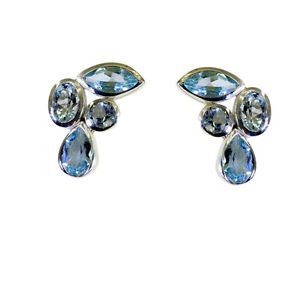 Riyo Blue Topaz Silver Filigree Jewelry Exclusive Earring L 0.5in Sebto-10026
