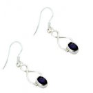 Riyo Lapis Lazuli Victorian Silver Jewelry Ear Hook Earrings L 1.5in Sella-44015
