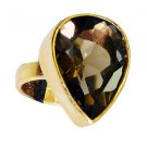 Smoky Quartz 18-Kt Gold Plating Regards Ring Jewelry