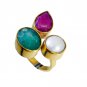 Riyo Three Stone 18kt Y.G. Plated Sovereign Ring Sz 8.5 Gprmul8-53042