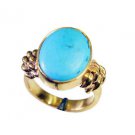 Riyo Turquoise 18c Gold Polish Aqiq Ring Sz 5.5 Gprtur5.5-82104