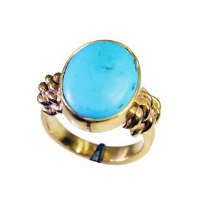 Riyo Turquoise 18c Gold Polish Aqiq Ring Sz 5.5 Gprtur5.5-82104