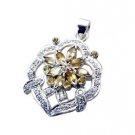 Riyo Citrine Silver Sterling Flower Pendant L 1.5in Spcit-14013