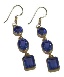 Riyo Blue  Gold Plated Blue Sapphire CZ Earring toothsome handmade handcrafted j