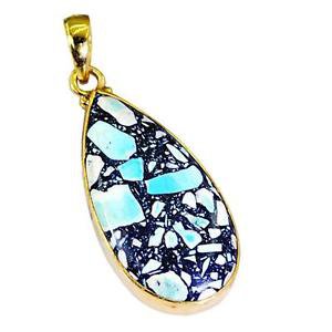 Riyogems Turquoise 18.Kt Gold Plating Angel Pendant L 2.1in Gpptur-82010