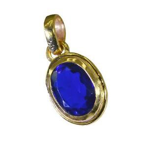 Riyogems Blue Sapphire Cz Gold Plated Indian Karina Collection Pendant L 1.5in G
