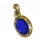 Riyogems Blue Sapphire Cz Gold Plated Indian Karina Collection Pendant L 1.5in G
