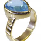 Riyo Blue  Gold Plated Blue Topaz CZ Ring delightful gemstone handmade jewelry G