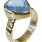 Riyo Blue Gold Plated Blue Topaz CZ Ring delightful gemstone handmade jewelry G