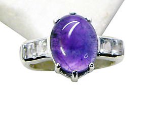 Riyo Purple Amethyst 925 Solid Sterling Silver Etched Ring Srame60-2191