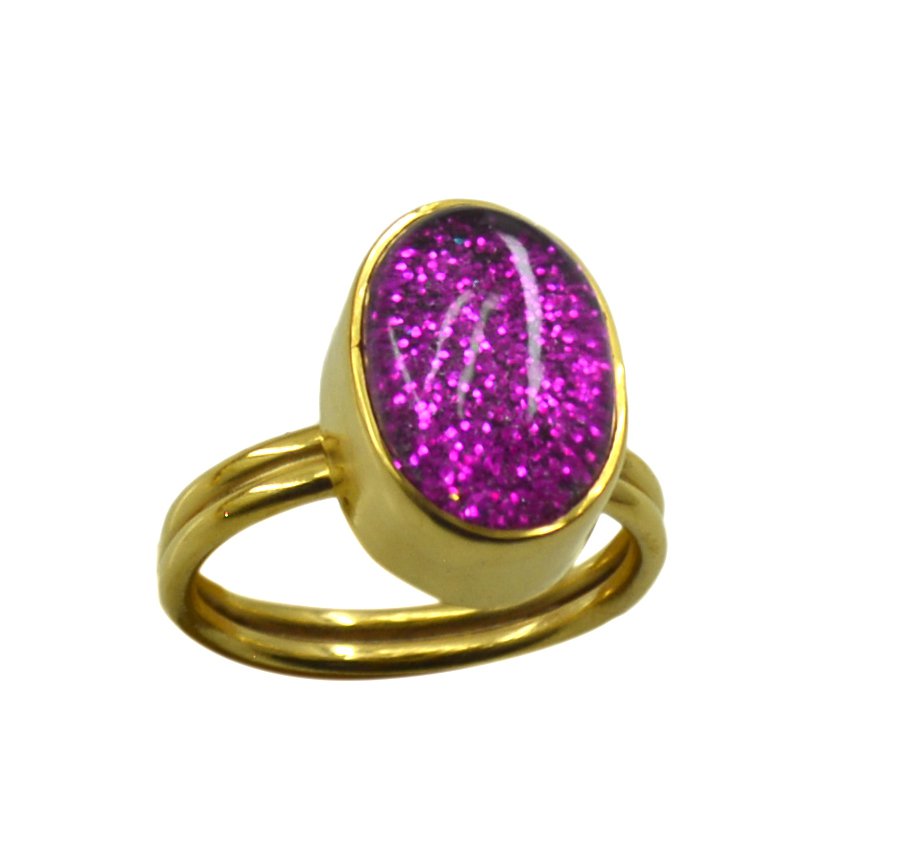 Riyo  Dichroic Glass  18kt Gold Plated Hassle Free Ring Gprdgl75-22011