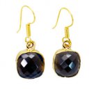 Riyogems Smoky Quartz 18-Kt Y Gold Plated Victorian Earrings L 1.5in Gpesqu-7600