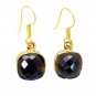 Riyogems Smoky Quartz 18-Kt Y Gold Plated Victorian Earrings L 1.5in Gpesqu-7600