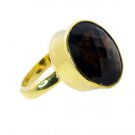 Smoky Quartz Gold Plated India Cocktail Ring